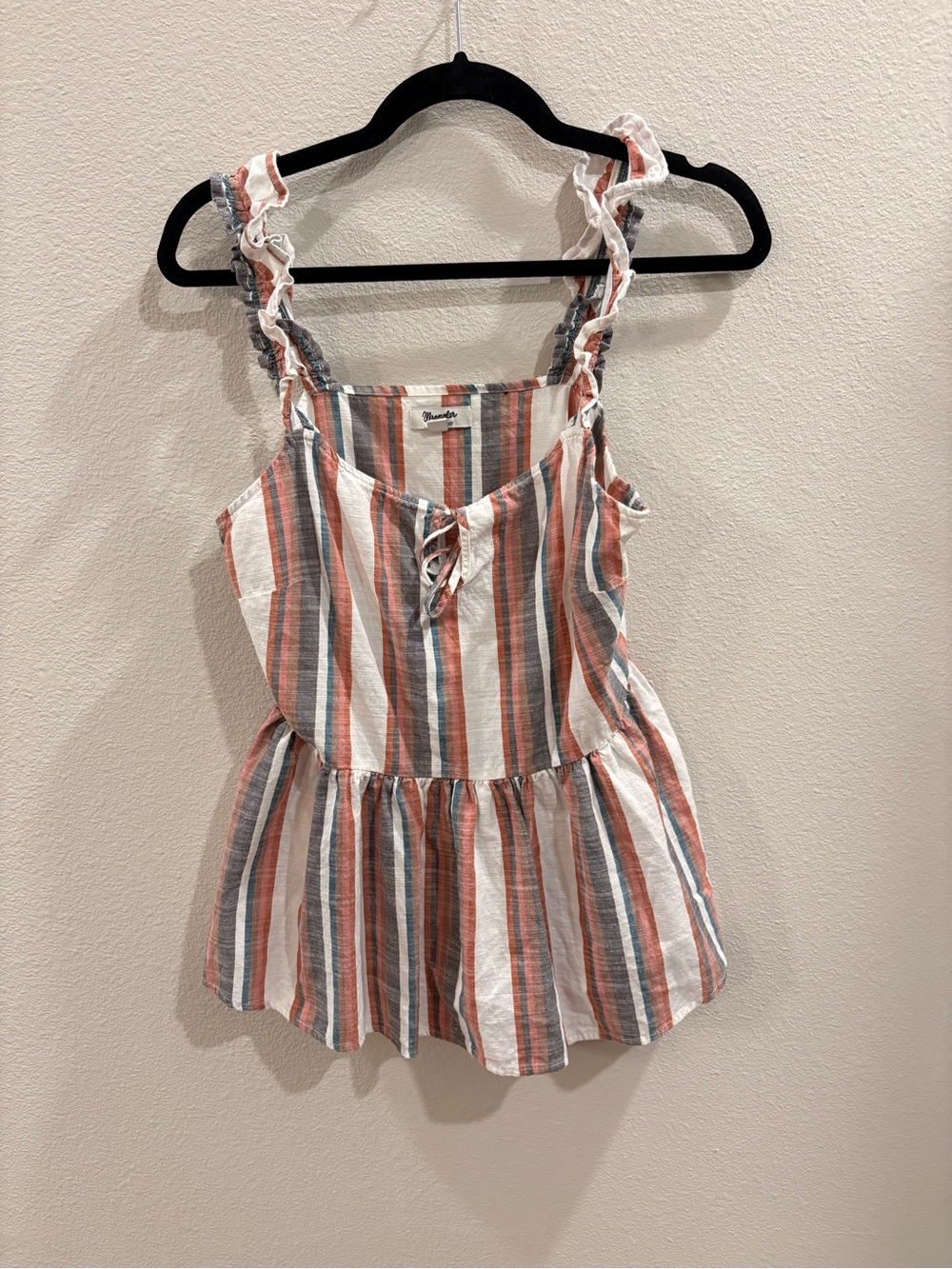 Wrangler Retro Striped Tank Top - Coral, Teal, Gray, White